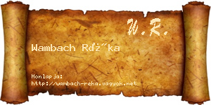 Wambach Réka névjegykártya