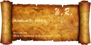 Wambach Réka névjegykártya